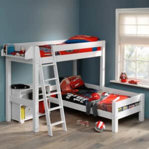 LAHE bunk bed 90 x 200 cm corner fitting with a sloped ladder