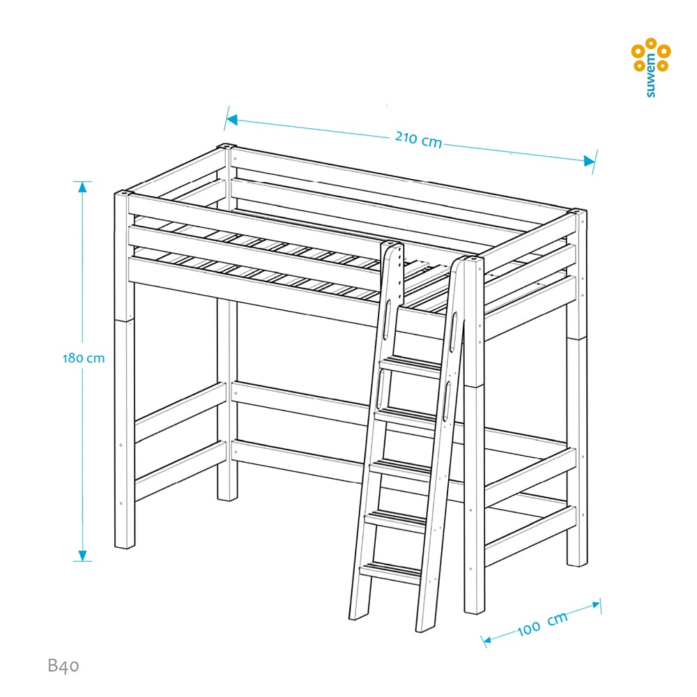 B40-6.jpg Kõrge lastevoodi FANTAZY - kaldredeliga - Image 5
