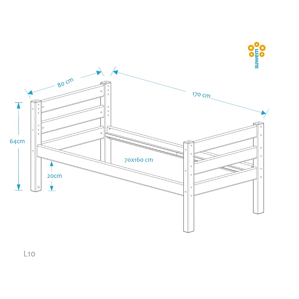 L12-3.jpg LIISA voodi väikelastele turvapiiretega, 70x160 cm - Image 3