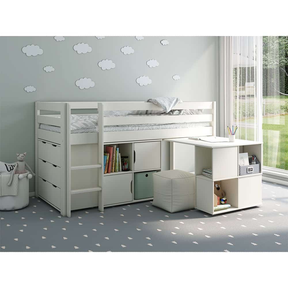 ST22W-D-S-K-1.jpg Robin poolkõrge voodi 90x200 cm kummuti, riiuli ja väljatõmmatava lauaga