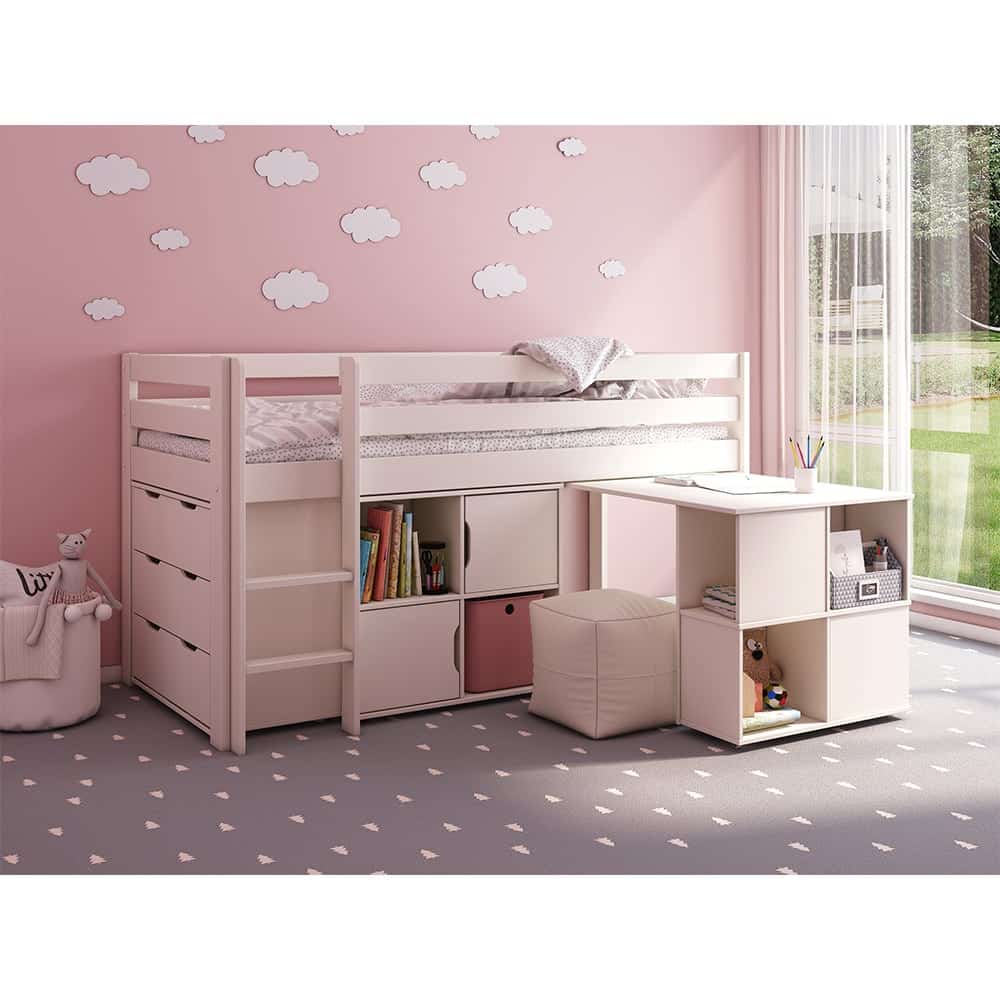 ST22W-D-S-K-2.jpg Robin poolkõrge voodi 90x200 cm kummuti, riiuli ja väljatõmmatava lauaga - Image 2