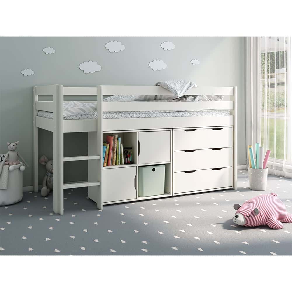 ST22W-S-K-1.jpg Robin poolkõrge voodi 90x200 cm kummuti ja riiuliga