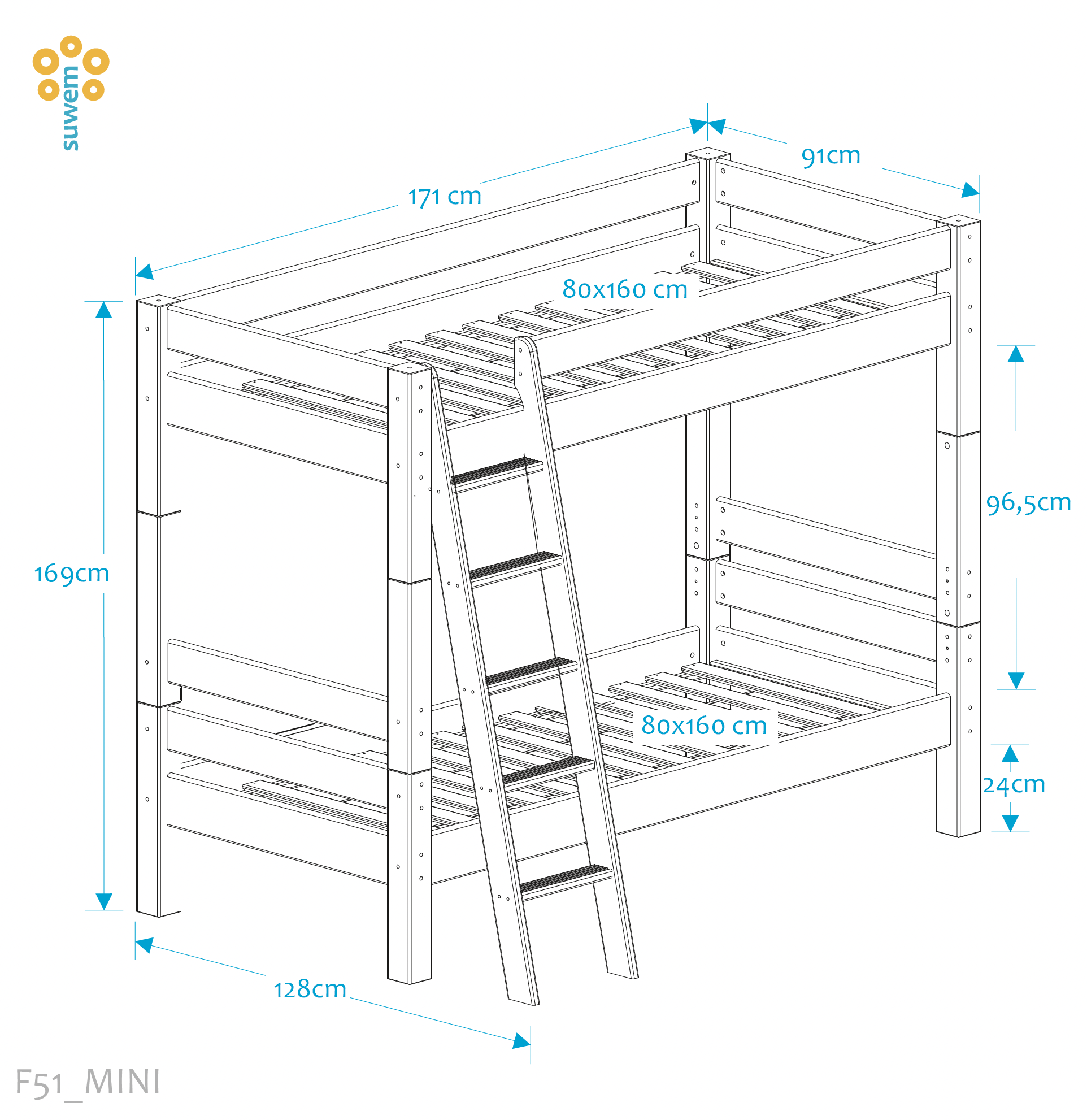 lahe poolkõrge lastevoodi mini 80x160 cm kaldredeliga lahe poolkõrge lastevoodi mini 80x160 cm kaldredeliga