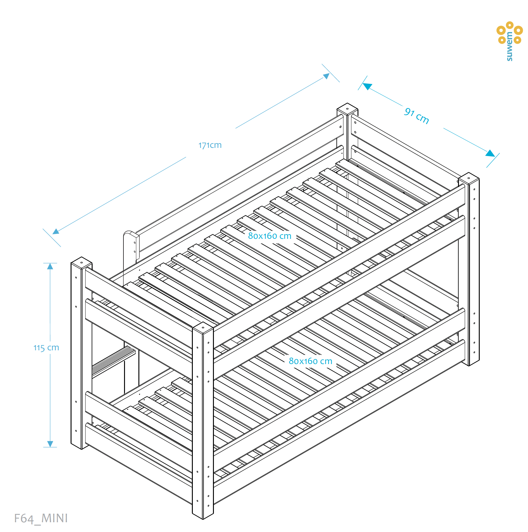 lahe poolkõrge lastevoodi mini 80x160 cm kaldredeliga lahe poolkõrge lastevoodi mini 80x160 cm kaldredeliga