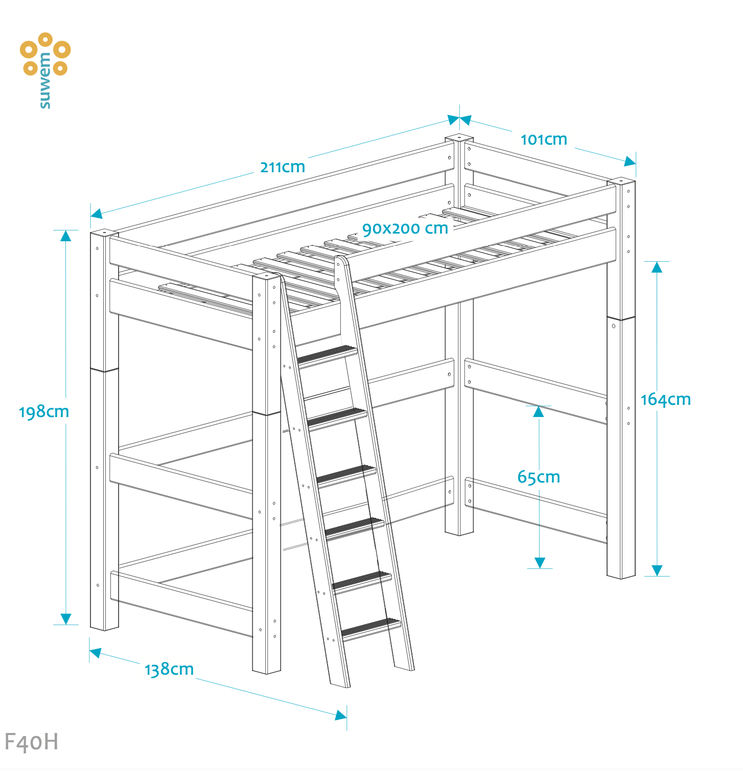 ekstra kõrge voodi kaldredeliga lahe 80x200 cm ekstra kõrge voodi kaldredeliga lahe 80x200 cm